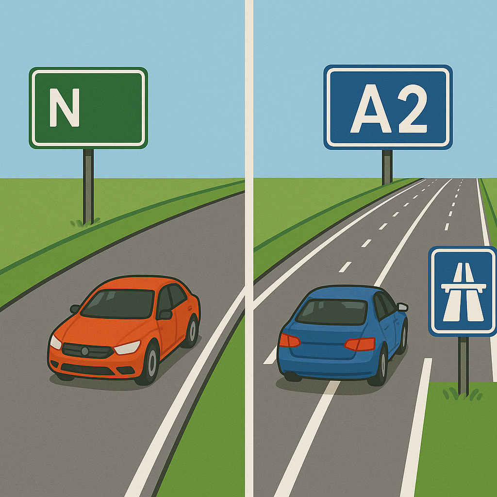 Verschil tussen een autoweg en een autosnelweg